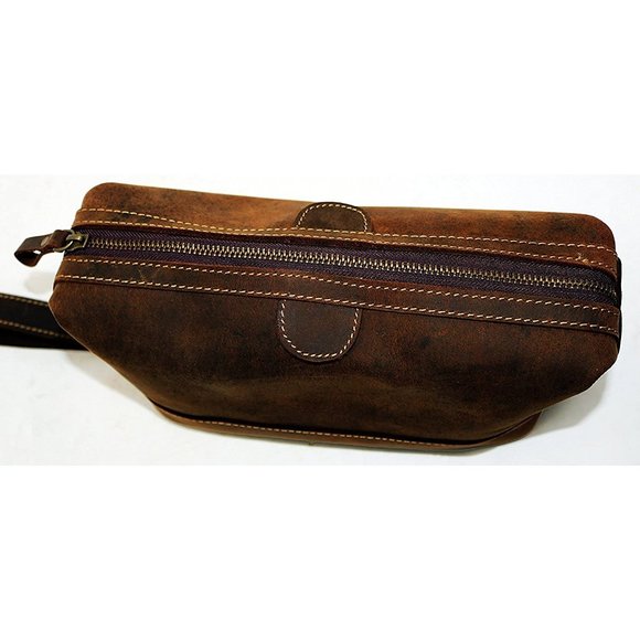 Top Grain Buffalo Leather Toiletry Bag Waterproof Dopp Kit Shaving Grooming bag - Picture 4 of 6